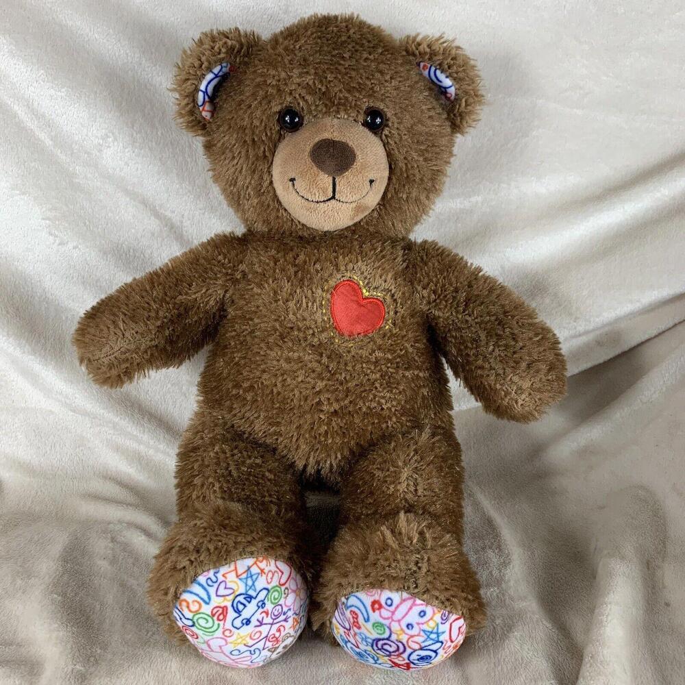 Build A Bear Teddy Brown Stitched Red Heart Plush Hearts n Hugs Doodle Paws​
